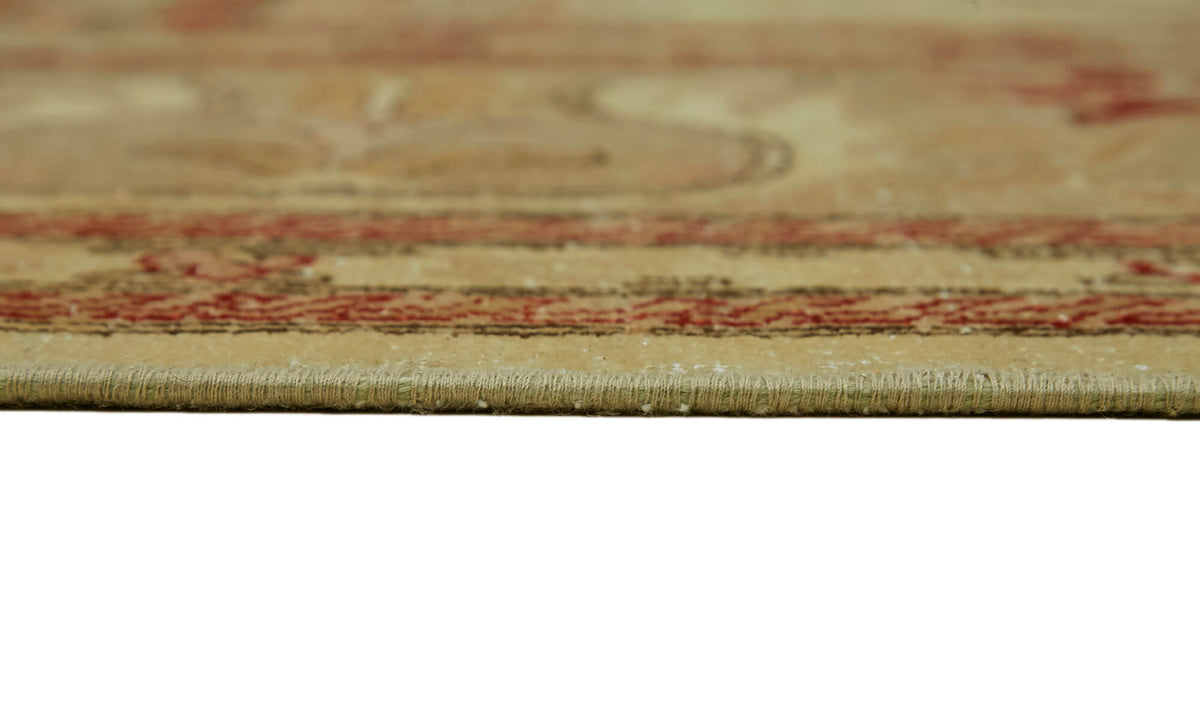Rusvo Çiçek Floral Desenli Bej Kırmızı Pamuk Yün El Dokuma Halı 263x361 cm – farklı açı