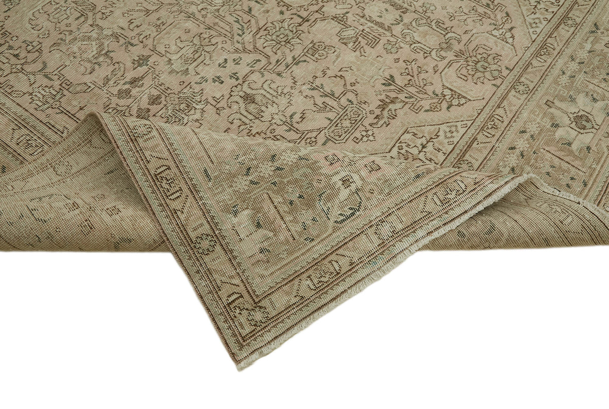 Rusvo Madalyon Desenli Bej ve Kahverengi El Dokuma Halı 290x385 cm – kenar detayı