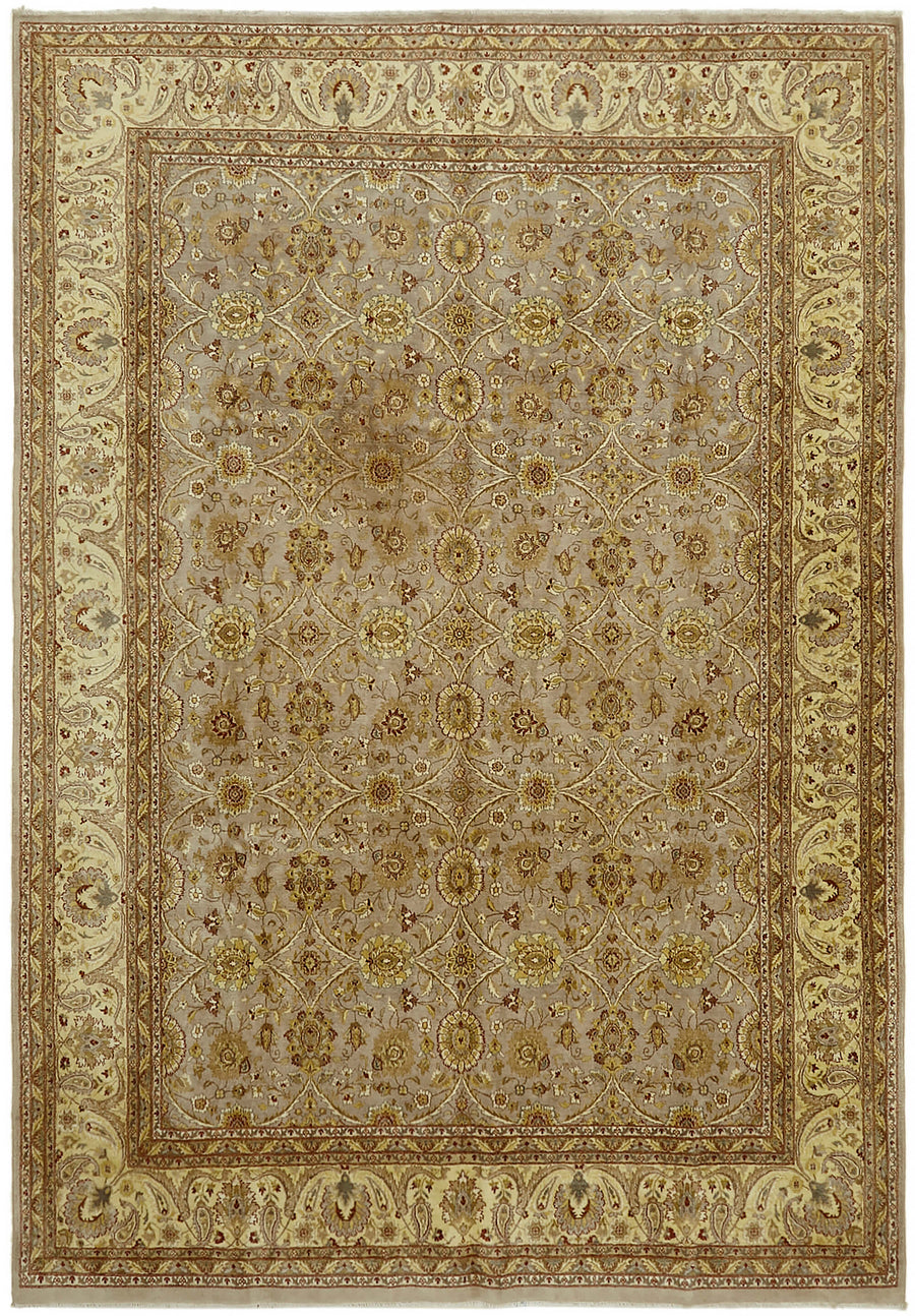 Rusvo Vintage Bej ve Kahverengi Geometrik Desenli El Dokuma Halı 44435