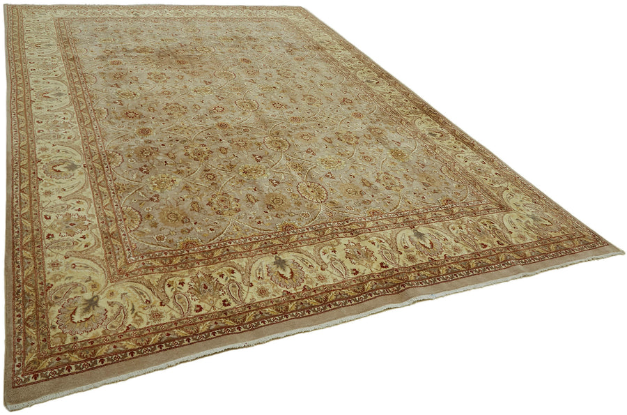 Rusvo Vintage Bej ve Kahverengi Geometrik Desenli El Dokuma Halı 44435 – genel görünüm