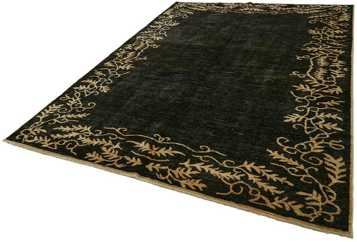 Zelko Siyah Bej Halı Antrasit ve Ekru Renkli Bordürlü 213x298 cm – doku yakın çekim