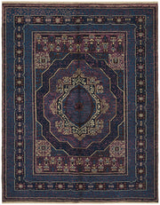 Kavima Düz Lacivert Halı El Dokuma Madalyon Desenli 165x204 cm