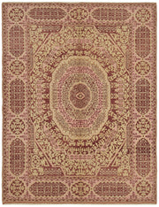 Kavima Pembe Bej Madalyon Göbek Desenli Yün El Dokuma Halı 164x216 cm