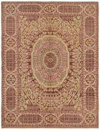 Kavima Pembe Bej Madalyon Göbek Desenli Yün El Dokuma Halı 164x216 cm