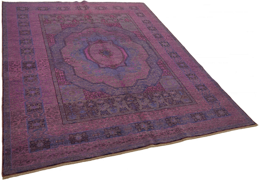 Kavima Geometrik Desenli Fuşya ve Lacivert Dokuma Modern Halı 181x218 cm – genel görünüm
