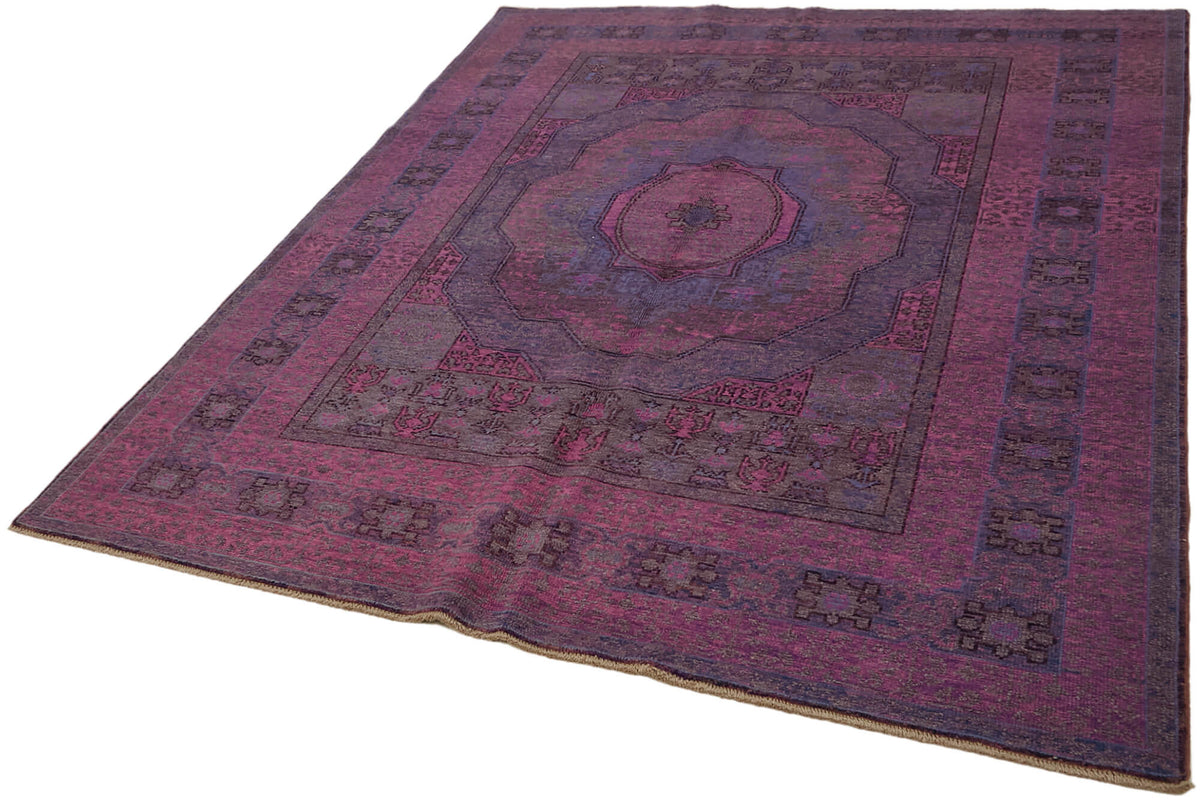 Kavima Geometrik Desenli Fuşya ve Lacivert Dokuma Modern Halı 181x218 cm – doku yakın çekim