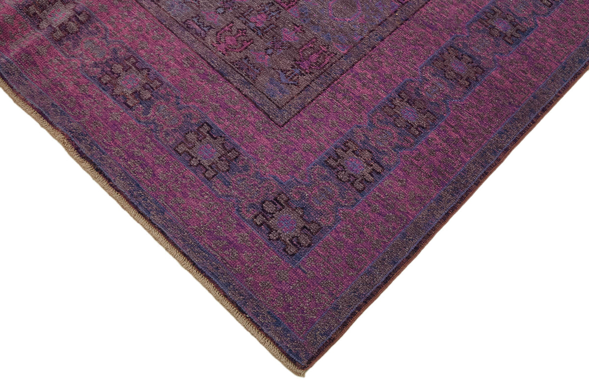 Kavima Geometrik Desenli Fuşya ve Lacivert Dokuma Modern Halı 181x218 cm – detay görünümü