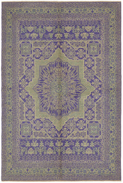 Kavima Mor Bej Madalyon Desenli Yün El Dokuma Uşak Halı 170x248 cm
