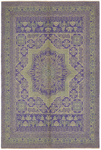 Kavima Mor Bej Madalyon Desenli Yün El Dokuma Uşak Halı 170x248 cm