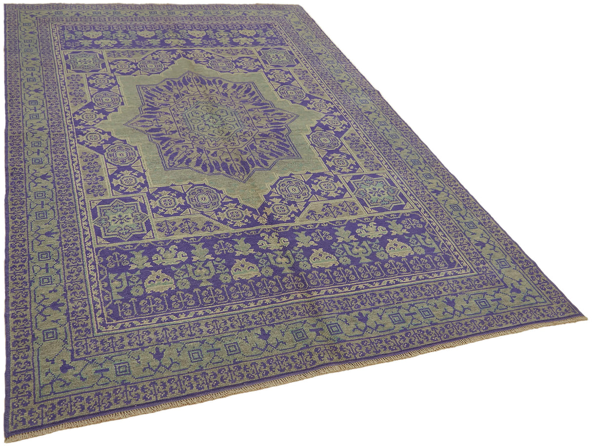 Kavima Mor Bej Madalyon Desenli Yün El Dokuma Uşak Halı 170x248 cm – genel görünüm