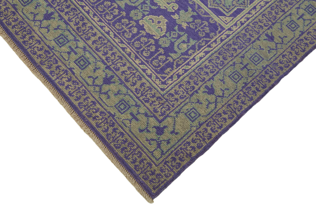 Kavima Mor Bej Madalyon Desenli Yün El Dokuma Uşak Halı 170x248 cm – detay görünümü