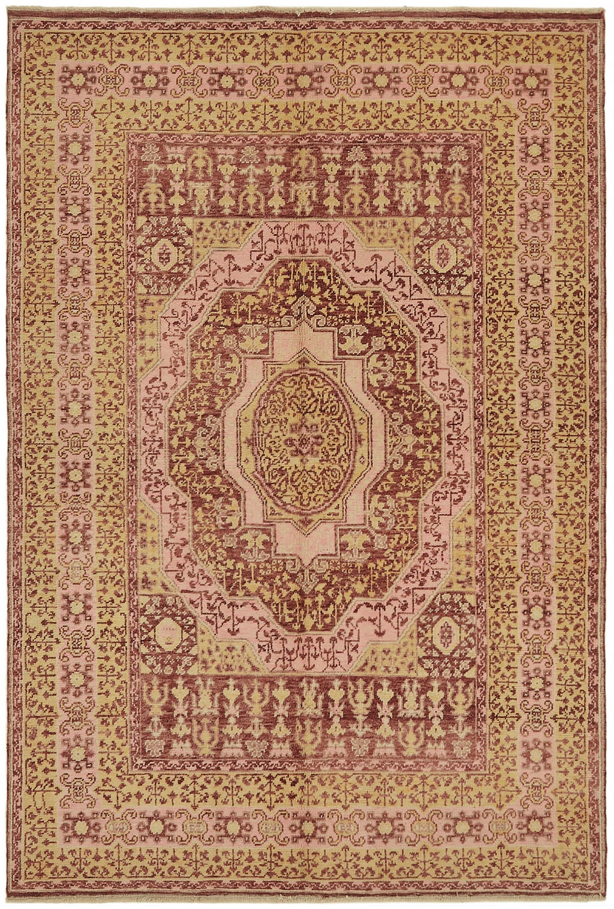 Kavima Bej Bordo Madalyon Desenli El Dokuma Halı 167x240 cm 44459