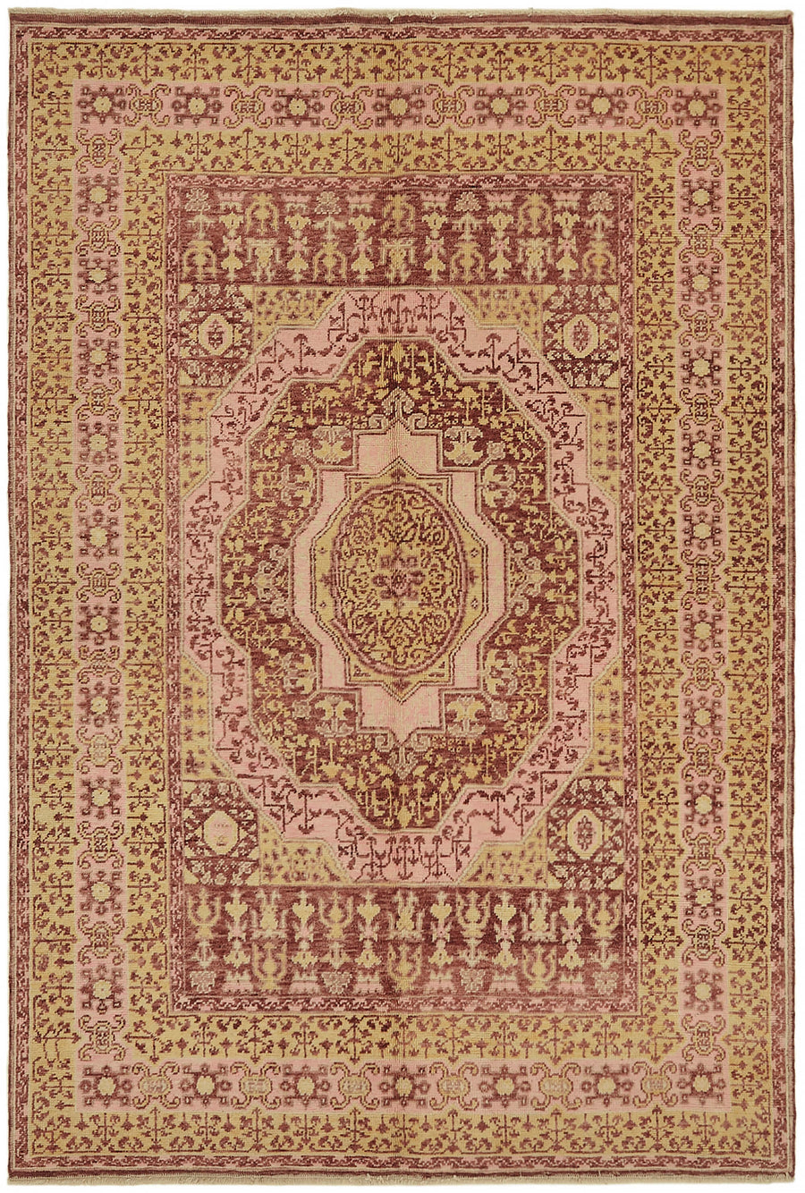 Kavima Bej Bordo Madalyon Desenli El Dokuma Halı 167x240 cm 44459