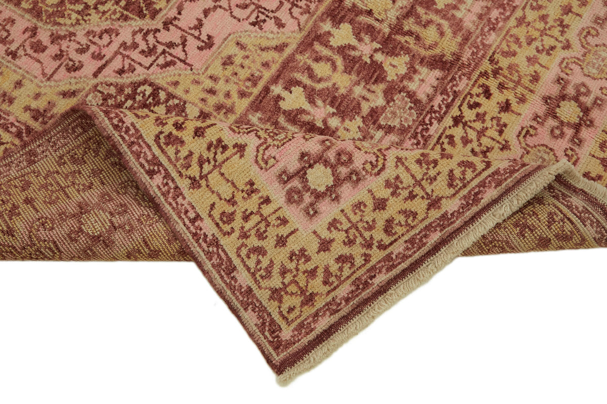 Kavima Bej Bordo Madalyon Desenli El Dokuma Halı 167x240 cm 44459 – kenar detayı