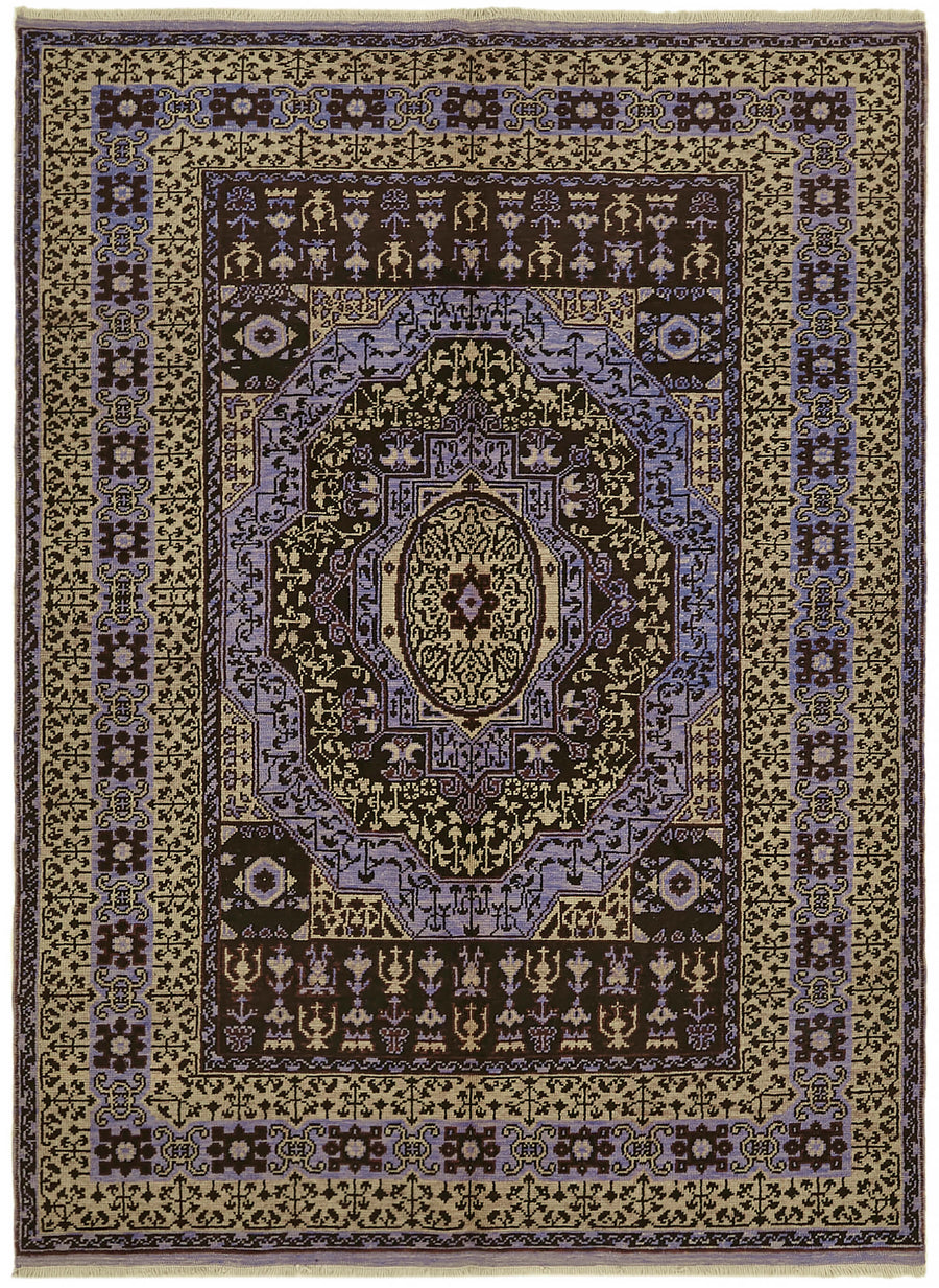 Kavima Madalyon Desenli Kahverengi Uşak El Dokuma Halısı 176x233 cm