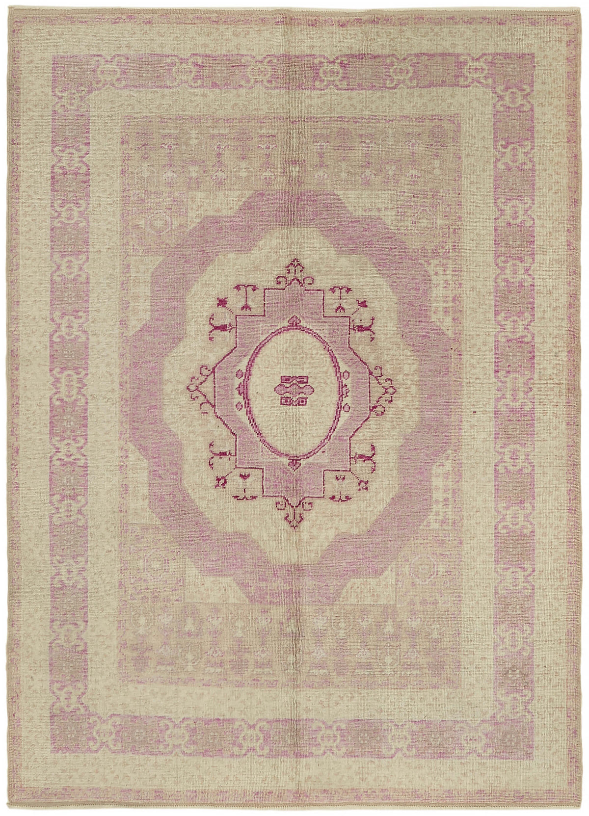 Kavima Uşak El Dokuma Pembe Krem Madalyon Desenli Halı 178x236 cm 44461