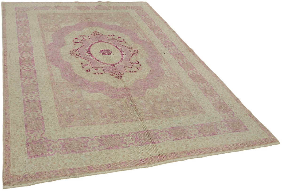 Kavima Uşak El Dokuma Pembe Krem Madalyon Desenli Halı 178x236 cm 44461 – genel görünüm