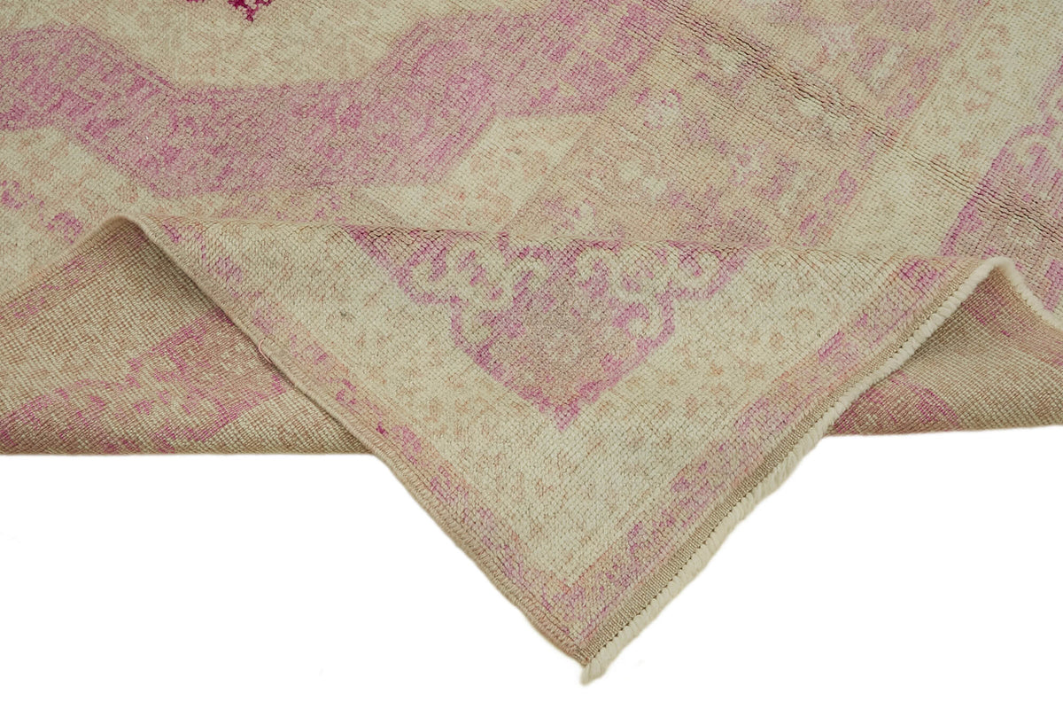 Kavima Uşak El Dokuma Pembe Krem Madalyon Desenli Halı 178x236 cm 44461 – kenar detayı