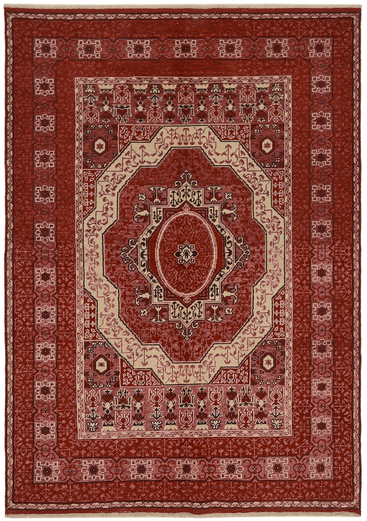 Kavima Madalyon Desenli Kırmızı Dokuma El Halısı 173x233 cm