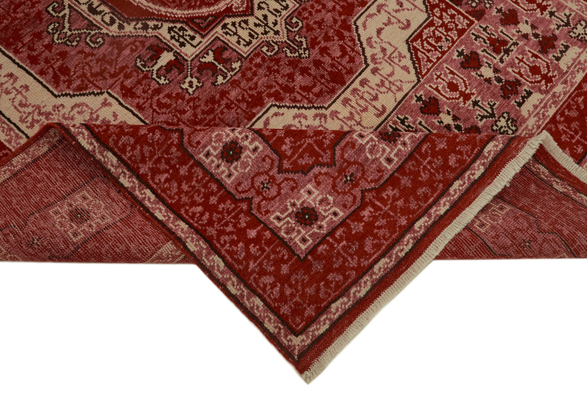 Kavima Madalyon Desenli Kırmızı Dokuma El Halısı 173x233 cm – kenar detayı