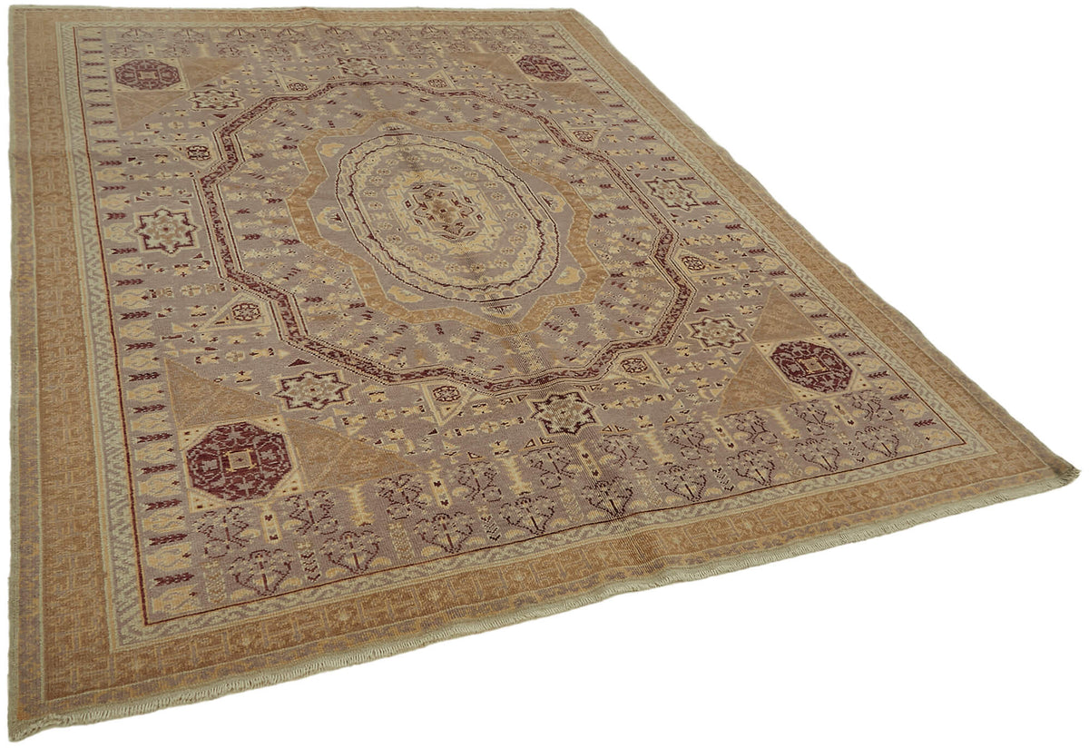 Kavima Bej Gri Madalyon Desenli El Dokuma Halı 212x265 cm – genel görünüm