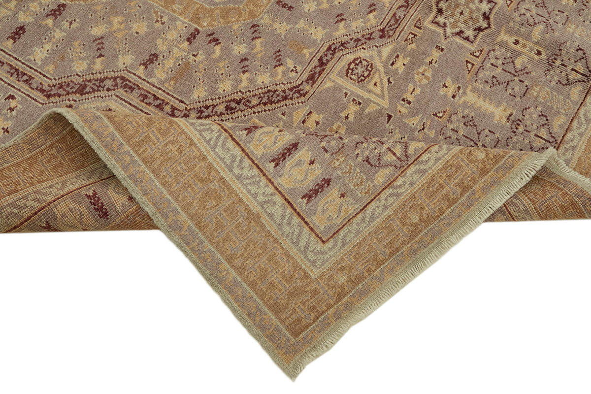 Kavima Bej Gri Madalyon Desenli El Dokuma Halı 212x265 cm – kenar detayı