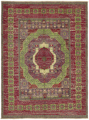 Kavima Vintage Uşak Kırmızı Yeşil Madalyon Desenli El Dokuma Halı 262x340 cm