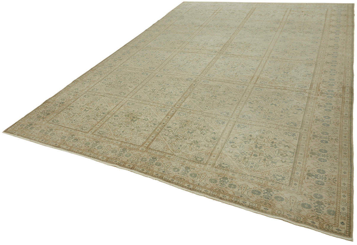 Rusvo Bej Gri Geometrik Desenli Yün Pamuk El Dokuma Halı 264x390 cm – doku yakın çekim
