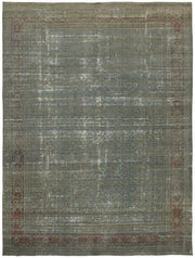 Zelko Gri Mavi Eskitme Desenli Yün Pamuk El Dokuma Halı 294x384 cm