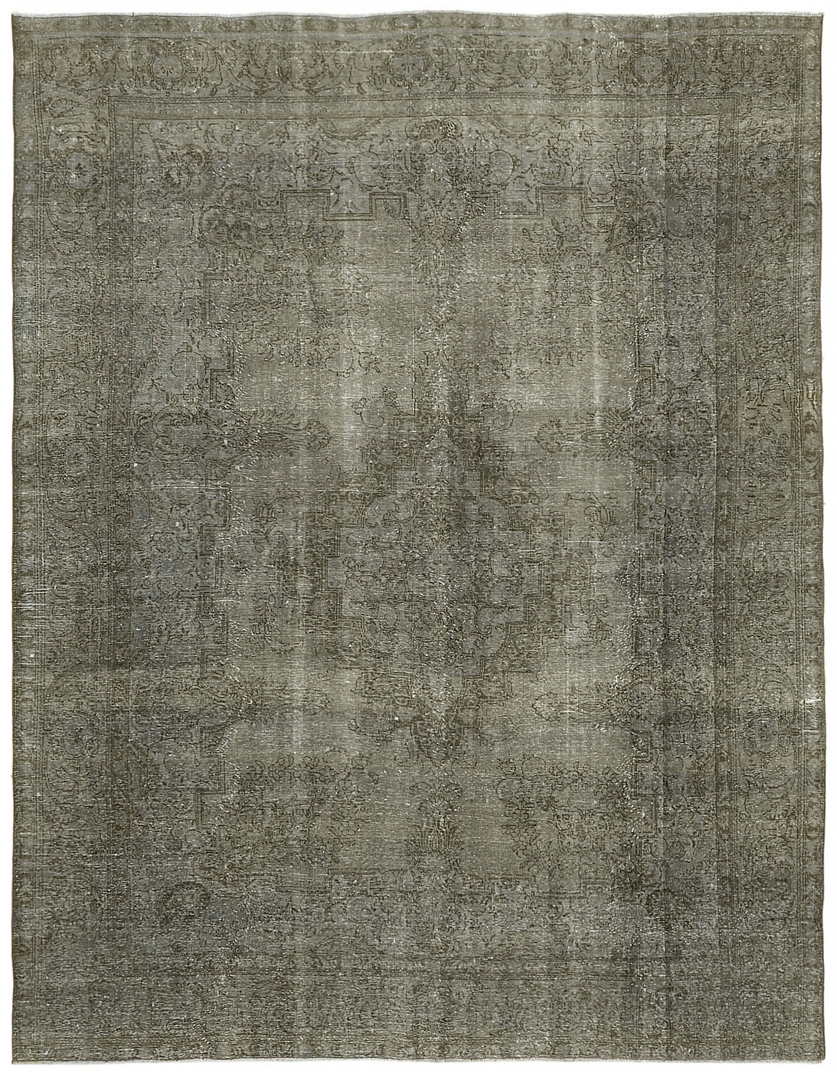 Zelko Antrasit Gri Madalyon Desenli Yün El Dokuma Halı 290x380 cm
