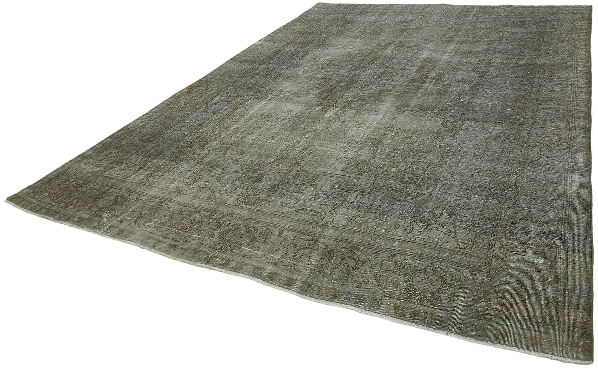 Zelko Antrasit Gri Madalyon Desenli Yün El Dokuma Halı 290x380 cm – doku yakın çekim
