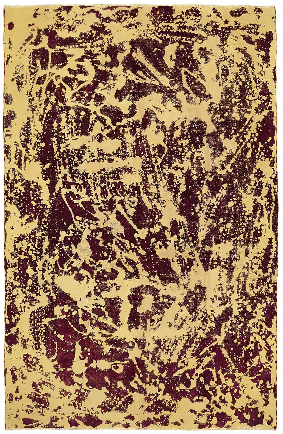 Zelko Bej ve Bordo Soyut Desenli Overdyed Yün Halı 226x343 cm