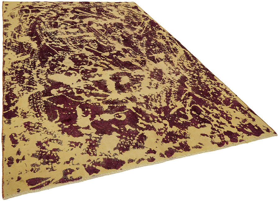Zelko Bej ve Bordo Soyut Desenli Overdyed Yün Halı 226x343 cm – genel görünüm