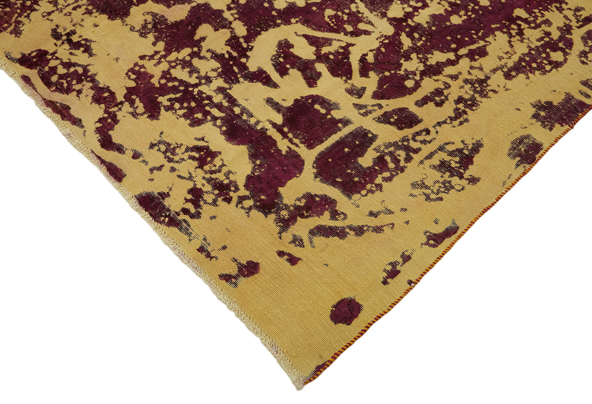 Zelko Bej ve Bordo Soyut Desenli Overdyed Yün Halı 226x343 cm – detay görünümü