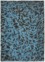 Zelko Overdyed Mavi Kahverengi Soyut El Dokuma Halı 272x370 cm