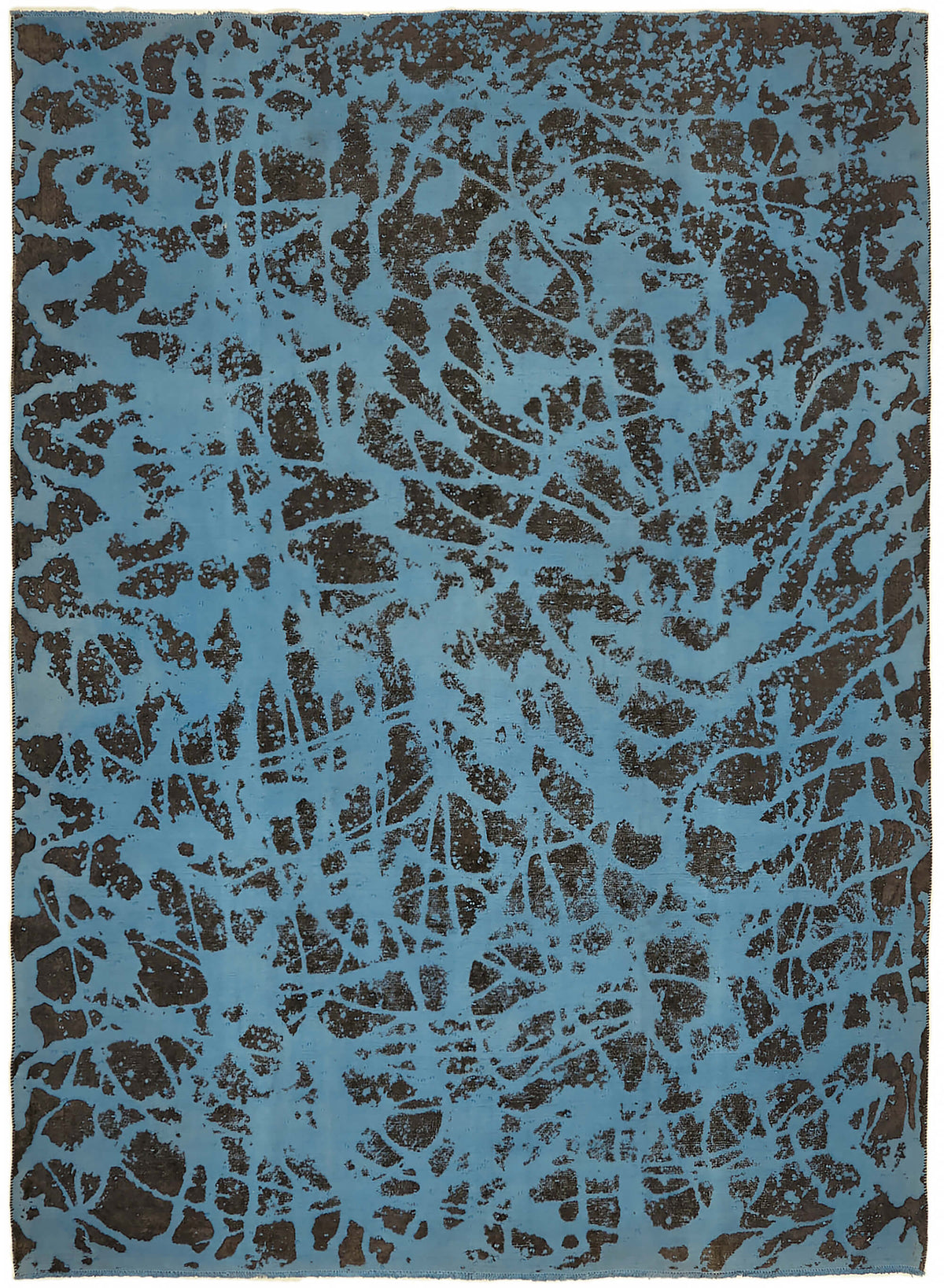 Zelko Overdyed Mavi Kahverengi Soyut El Dokuma Halı 272x370 cm