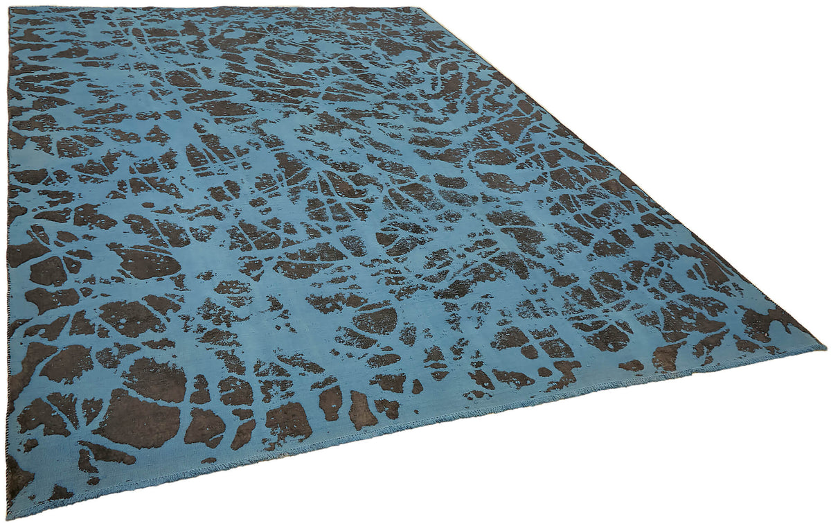 Zelko Overdyed Mavi Kahverengi Soyut El Dokuma Halı 272x370 cm – genel görünüm