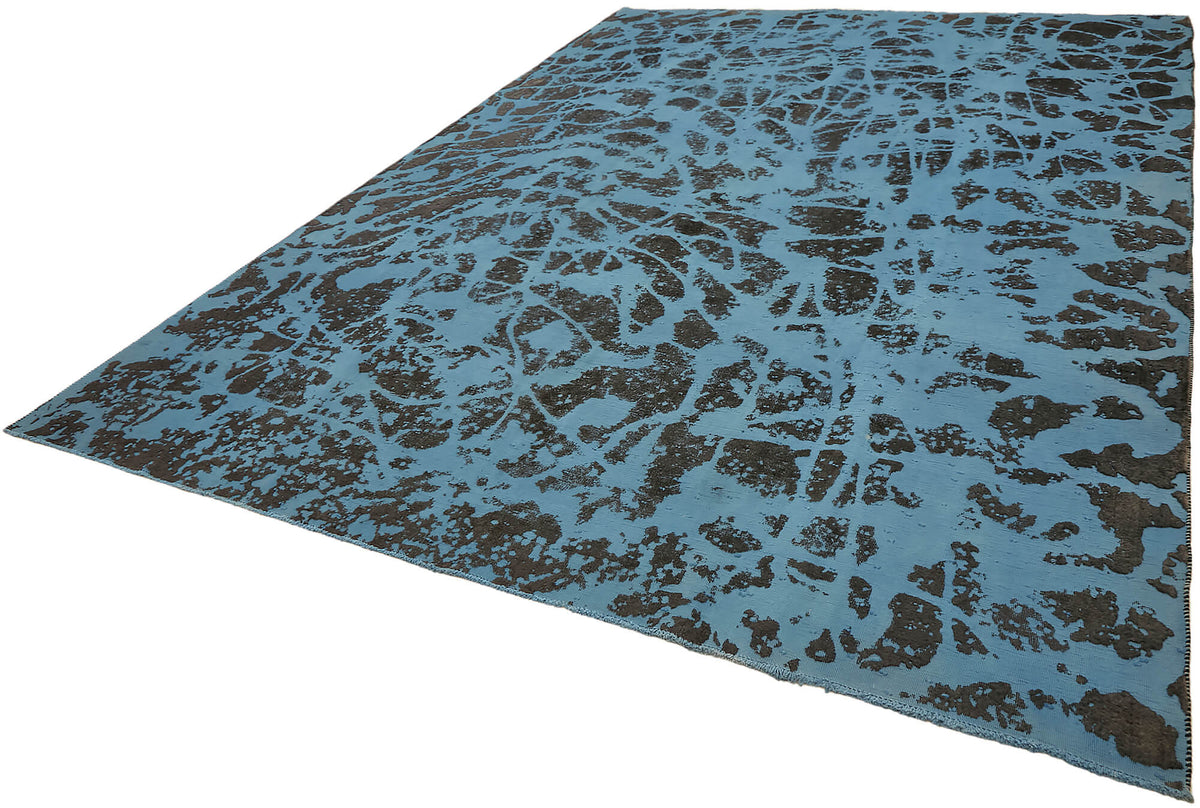 Zelko Overdyed Mavi Kahverengi Soyut El Dokuma Halı 272x370 cm – doku yakın çekim