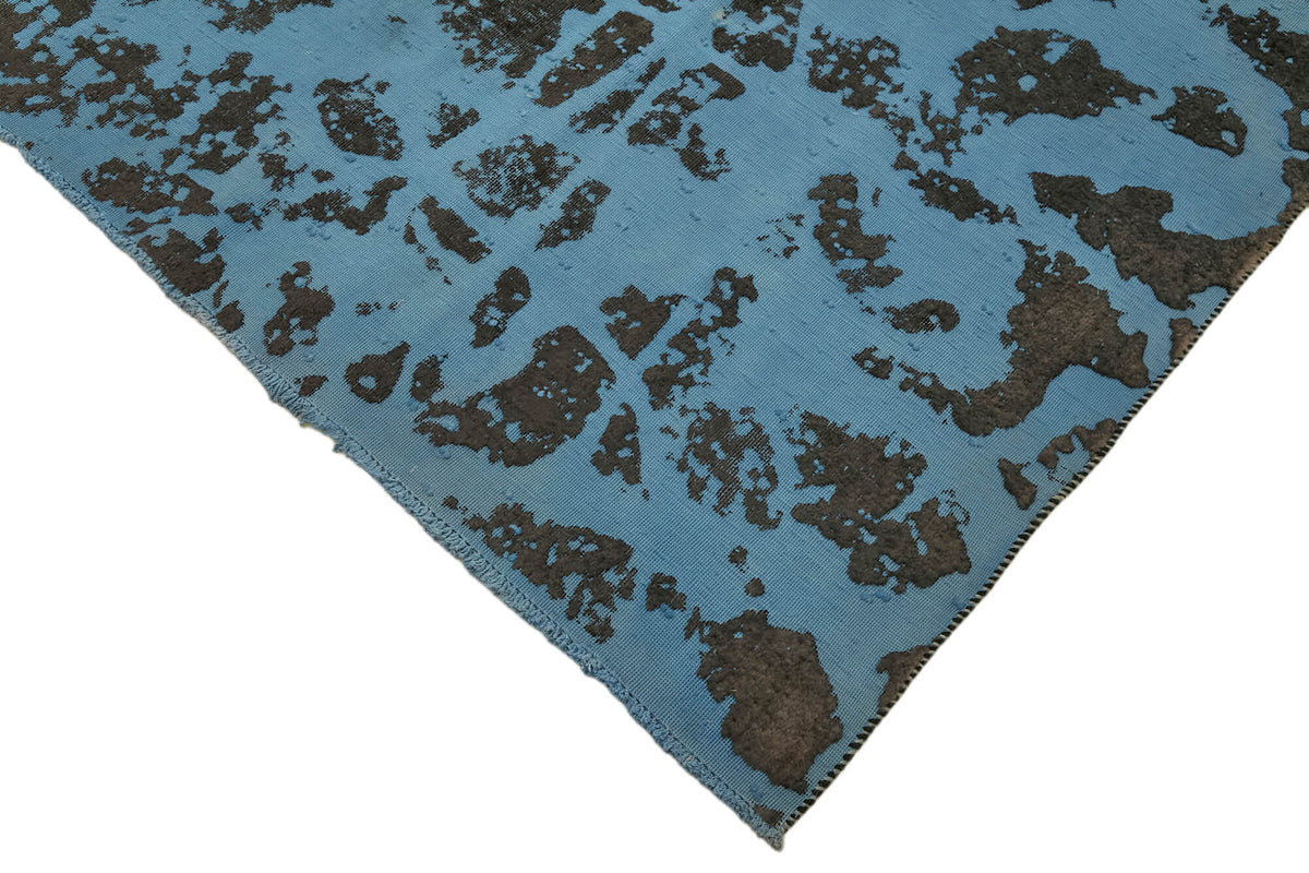 Zelko Overdyed Mavi Kahverengi Soyut El Dokuma Halı 272x370 cm – detay görünümü