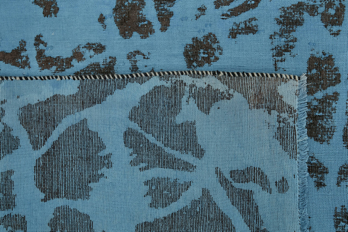Zelko Overdyed Mavi Kahverengi Soyut El Dokuma Halı 272x370 cm – arka yüz görünümü
