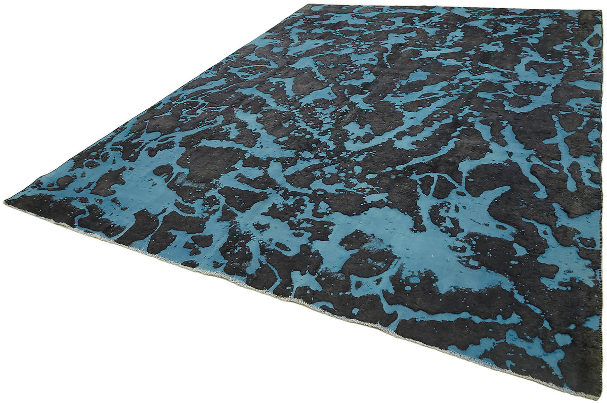 Zelko Dokuma Modern Soyut Desenli Turkuaz Siyah Halı 280x370 cm – doku yakın çekim