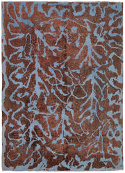 Zelko Overdyed Kahverengi ve Mavi Soyut Desenli Modern Halı 283x388 cm