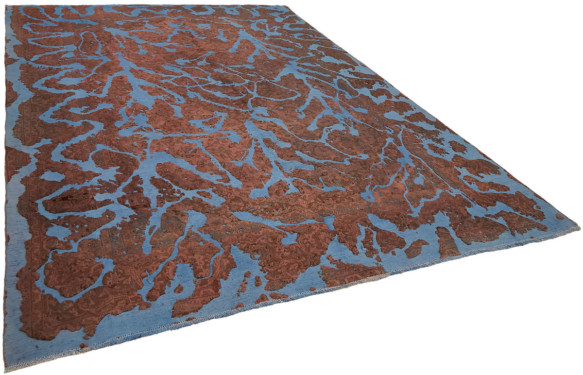 Zelko Overdyed Kahverengi ve Mavi Soyut Desenli Modern Halı 283x388 cm – genel görünüm