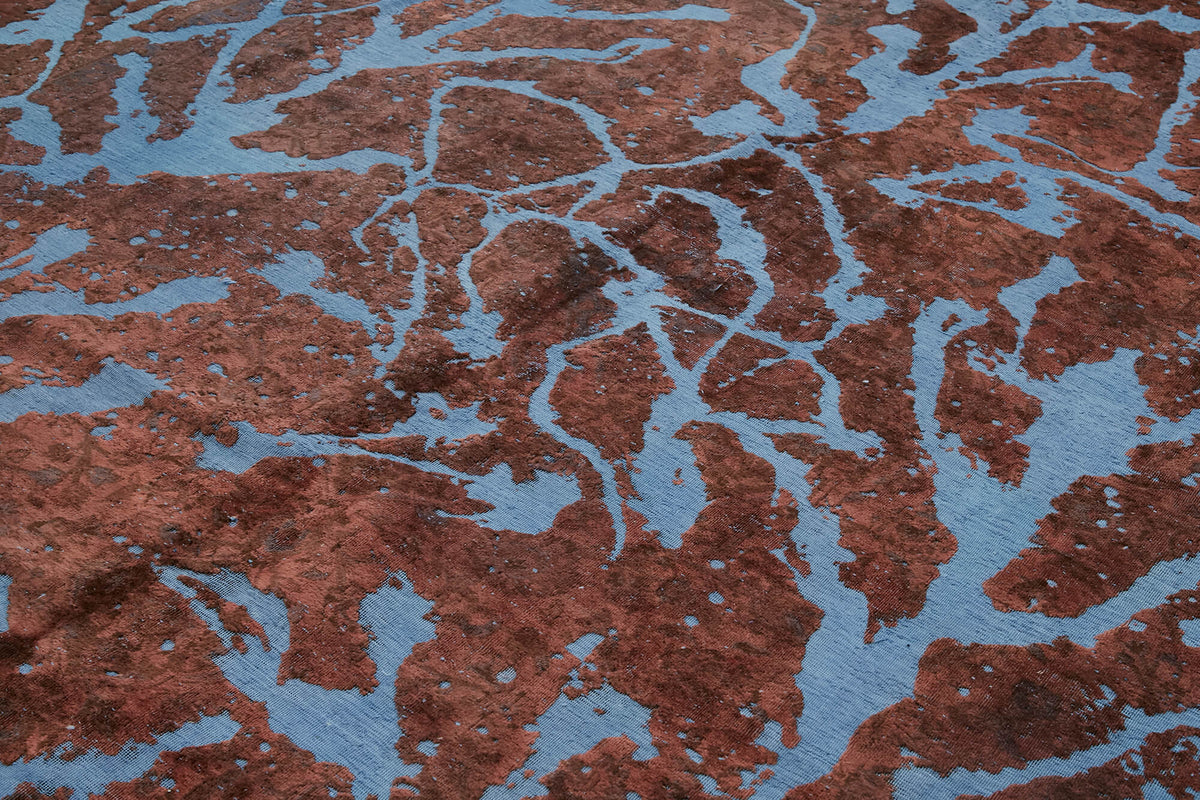 Zelko Overdyed Kahverengi ve Mavi Soyut Desenli Modern Halı 283x388 cm – mekânda kullanım
