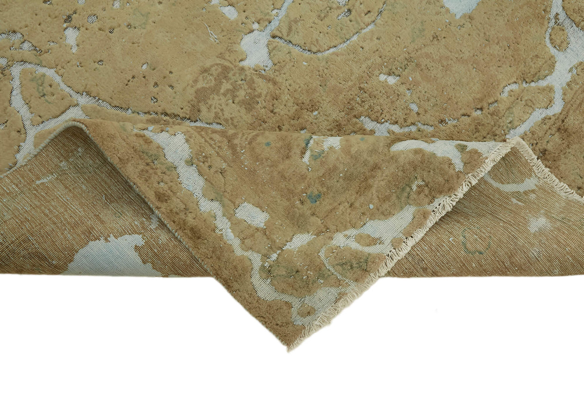 Zelko Overdyed Bej Kırmızı Soyut Desenli El Dokuma Halı 287x378 cm – kenar detayı