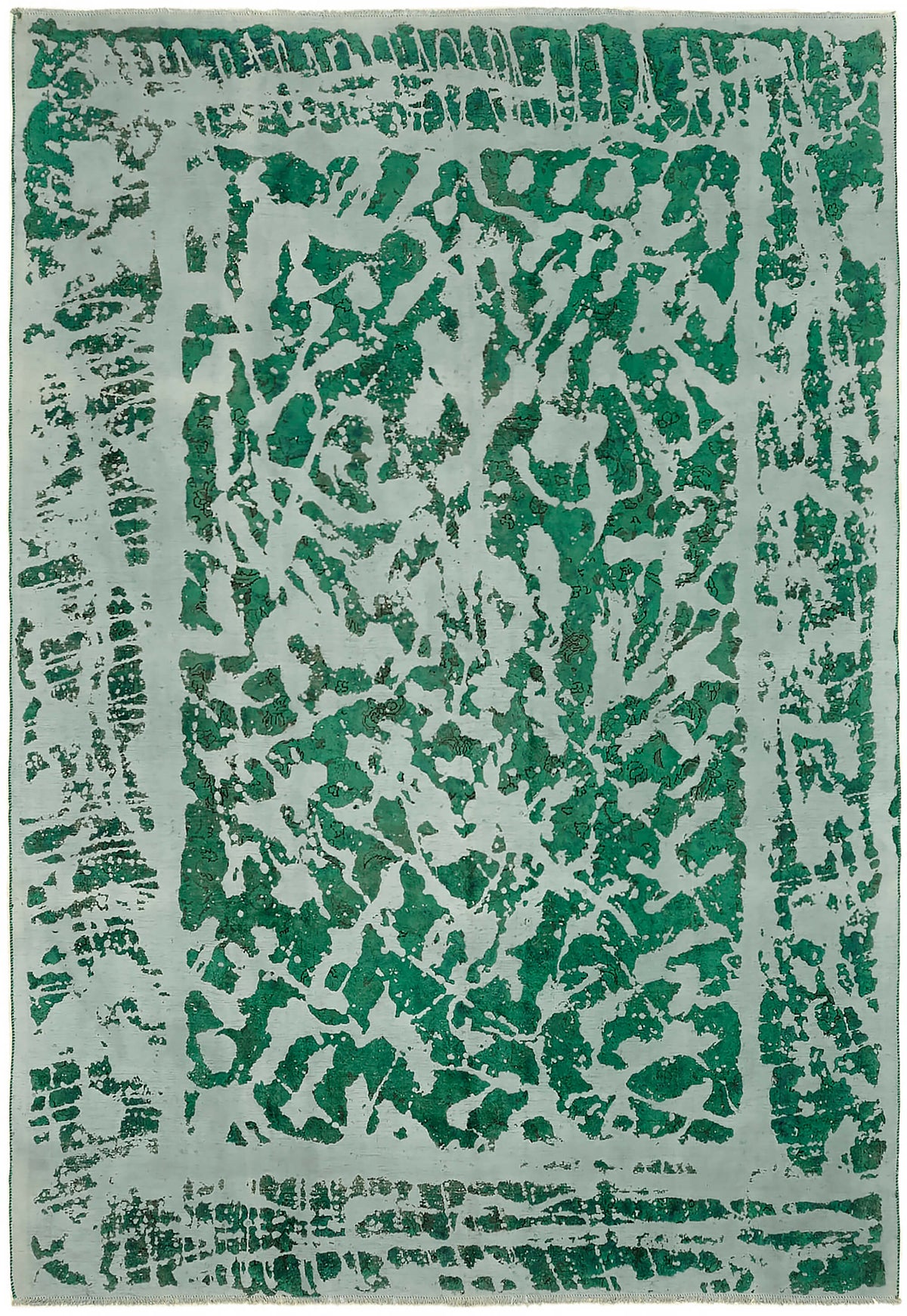 Zelko Dokuma Modern Zümrüt Yeşili ve Gri Soyut Halı 252x362 cm