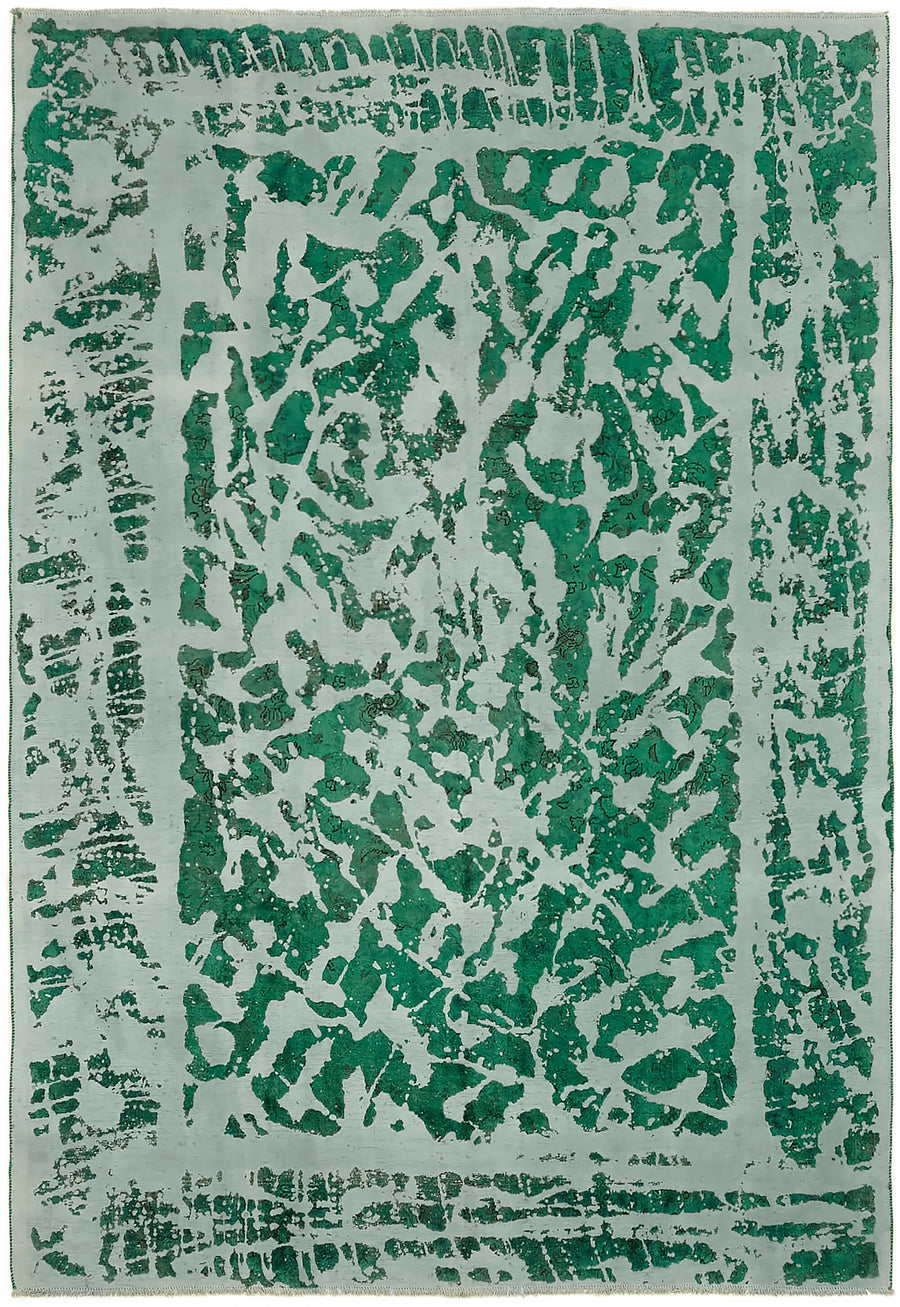 Zelko Dokuma Modern Zümrüt Yeşili ve Gri Soyut Halı 252x362 cm