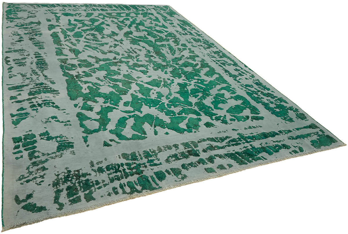 Zelko Dokuma Modern Zümrüt Yeşili ve Gri Soyut Halı 252x362 cm – genel görünüm