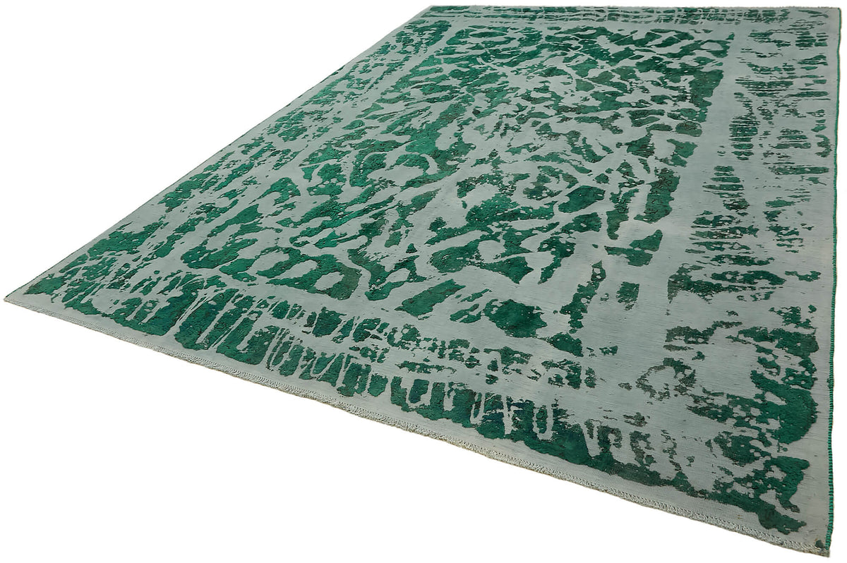 Zelko Dokuma Modern Zümrüt Yeşili ve Gri Soyut Halı 252x362 cm – doku yakın çekim
