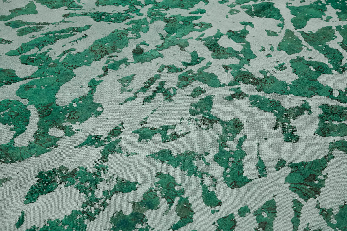 Zelko Dokuma Modern Zümrüt Yeşili ve Gri Soyut Halı 252x362 cm – mekânda kullanım